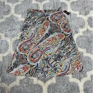 Vince Camuto NWT $79 X-Large Paisley Floral Boho Print Lined Elastic Waist Skirt